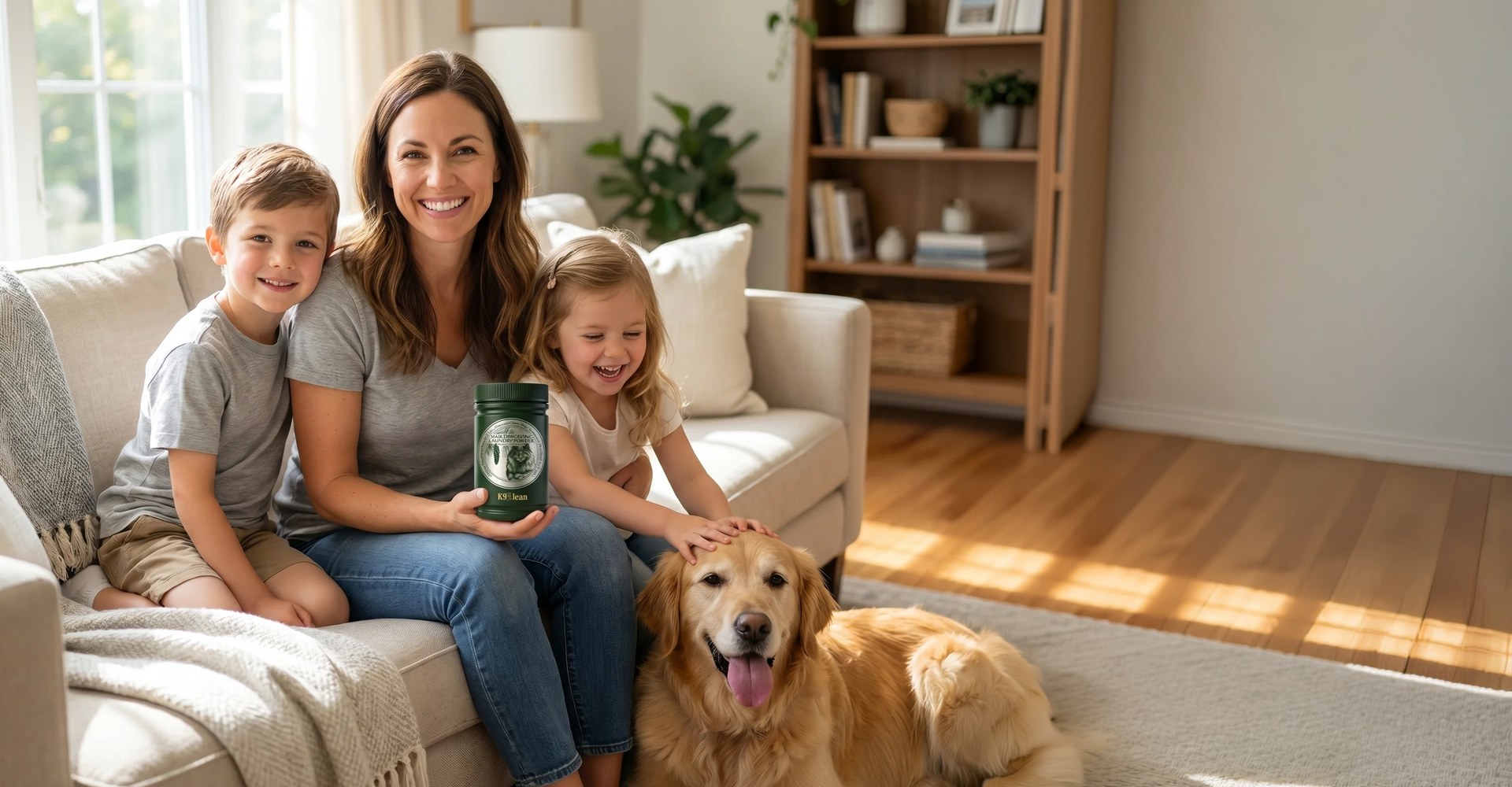Family using K9Clean Pet Hair Dissolving Laundry Powder